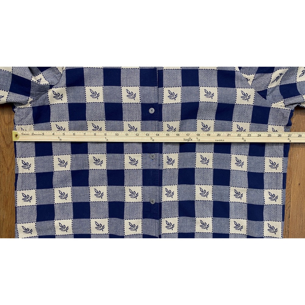 Blair Women's Button Up Top 2XL Fall Leaf Embroidery 100% Cotton Plaid Pattern - Picture 7 of 7